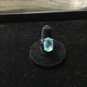 Aqua marine color stone in a 925 silver setting ring